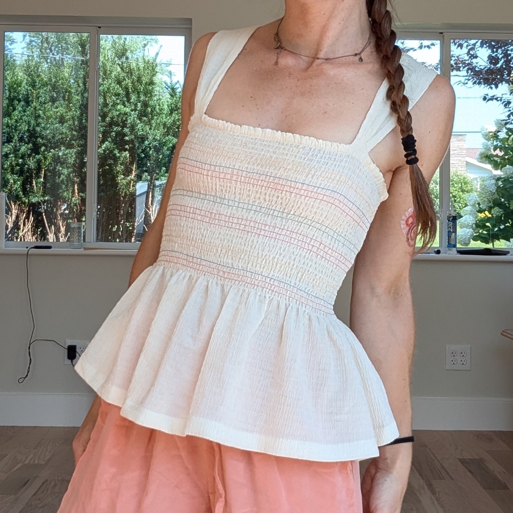 Madewell Smocked Peplum Tank Top